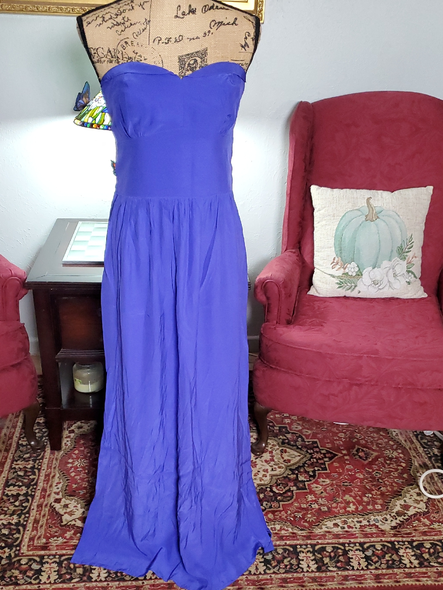 Amanda Uprichard Rare Silk Nublue Strapless Maxi Dress Gown S-2305 Size Large